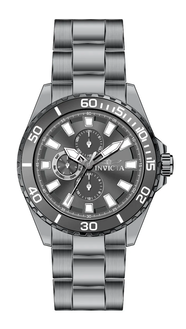 Invicta Stainless Steel Analogue Black Dial Band Color Grey Men's Watch-47556
