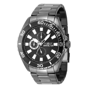 Invicta Stainless Steel Analogue Black Dial Band Color Grey Men's Watch-47556