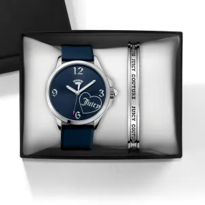 Juicy Couture with 38X38 MM Blue Silicone Band Strap; 1950014