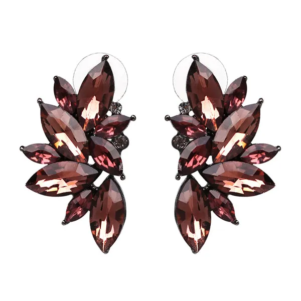 JURAN 2017 New Arrival Fashion Gem Crystal Leaf Stud Earrings For Women Fashion Brand Party Earings Jewelry Popular Gift E2205