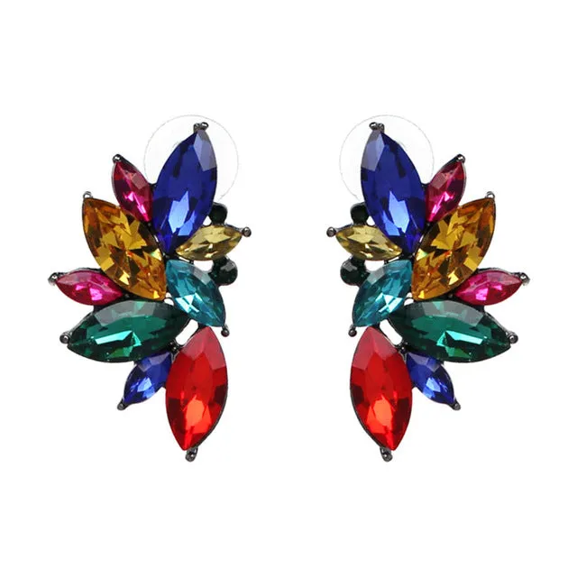 JURAN 2017 New Arrival Fashion Gem Crystal Leaf Stud Earrings For Women Fashion Brand Party Earings Jewelry Popular Gift E2205