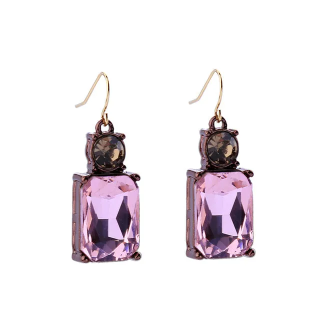 KISS ME New Styles Women 2017 Fashion Jewelry  Elegant Glass Square Earrings for Women