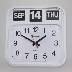 Large square calendar clock - white