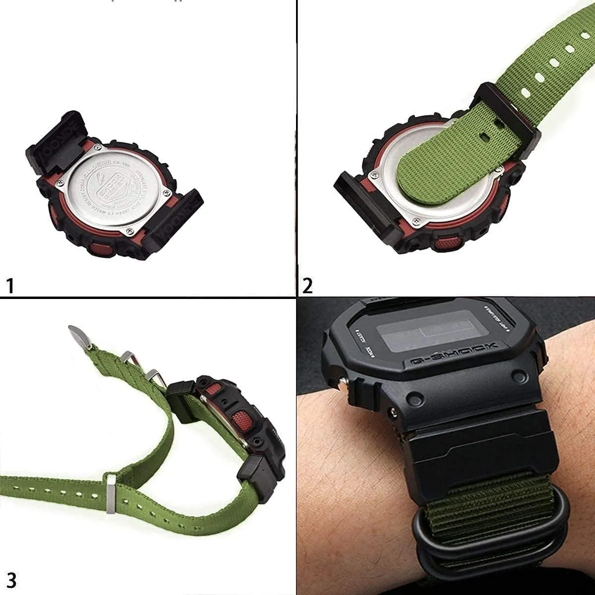 Lijinlan Strap Compatible with Casio G-Shock, Men Nylon Replacement Watch Band for G-Shock DW5600/GWM5610/DW6900/DW9052/GW100/GA100/GD120/GA400