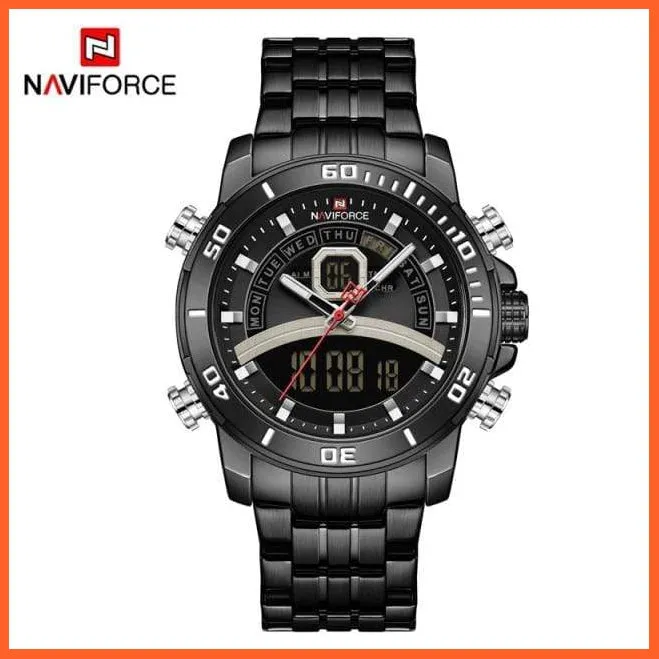Luxury Gold Watch Men Sport Digital Chronograph Watches Male Steel Band Waterproof Quartz Wristwatch