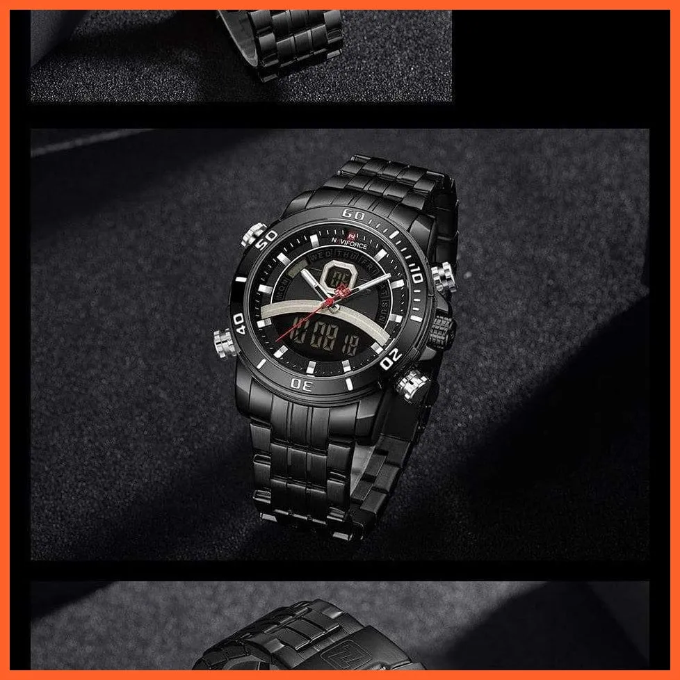 Luxury Gold Watch Men Sport Digital Chronograph Watches Male Steel Band Waterproof Quartz Wristwatch