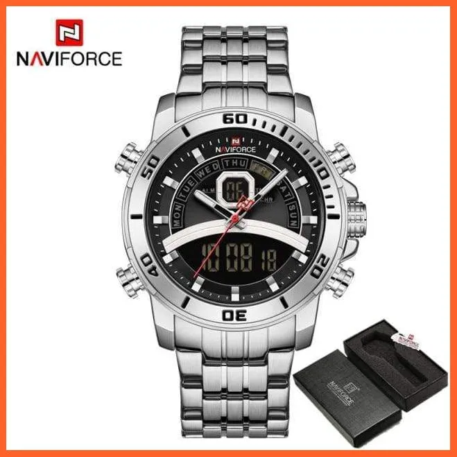 Luxury Gold Watch Men Sport Digital Chronograph Watches Male Steel Band Waterproof Quartz Wristwatch