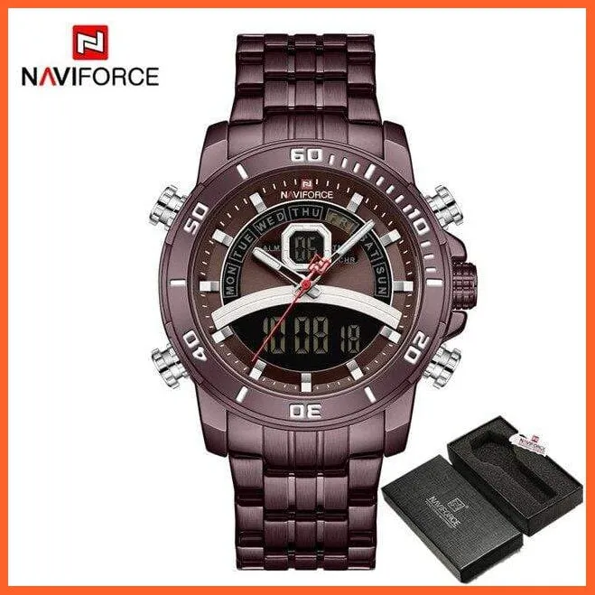 Luxury Gold Watch Men Sport Digital Chronograph Watches Male Steel Band Waterproof Quartz Wristwatch