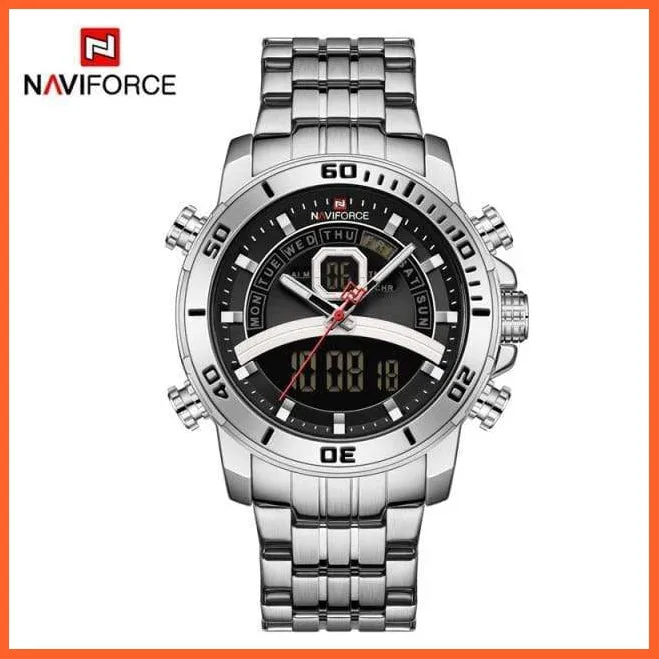 Luxury Gold Watch Men Sport Digital Chronograph Watches Male Steel Band Waterproof Quartz Wristwatch