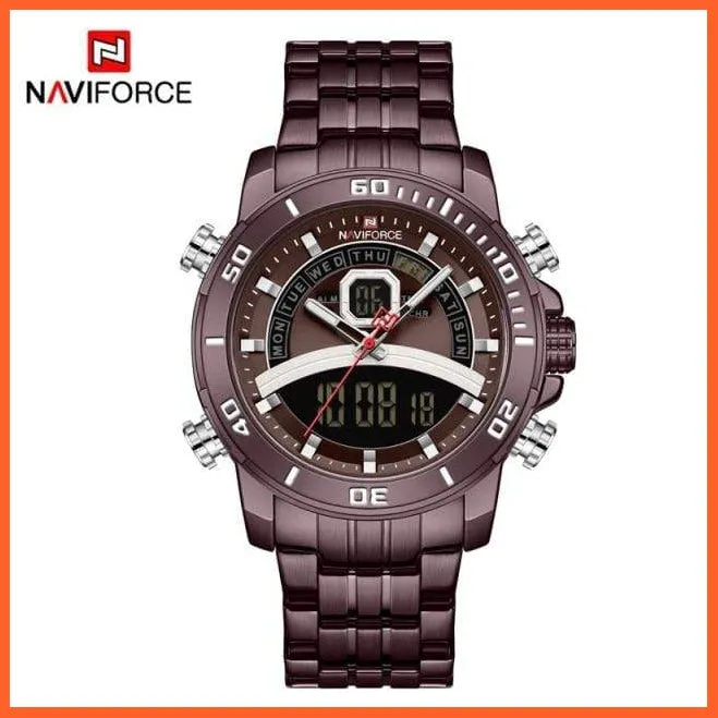 Luxury Gold Watch Men Sport Digital Chronograph Watches Male Steel Band Waterproof Quartz Wristwatch