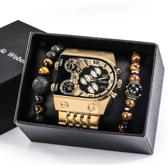 Luxury Quartz Big Dial Watches Waterproof and Bracelets Set 11 Options