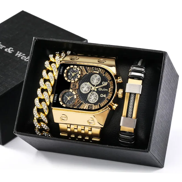 Luxury Quartz Big Dial Watches Waterproof and Bracelets Set 11 Options