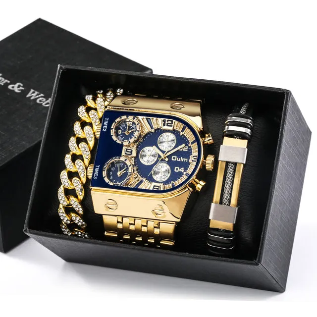 Luxury Quartz Big Dial Watches Waterproof and Bracelets Set 11 Options