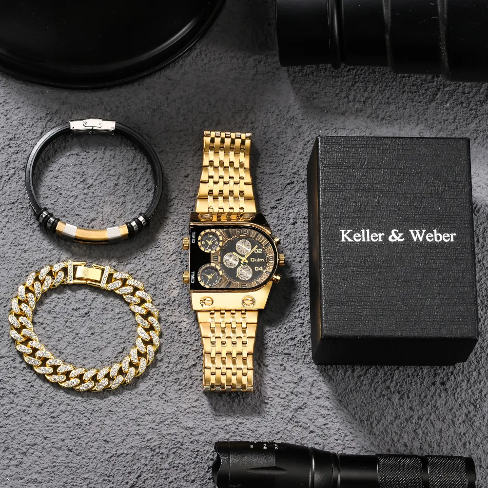 Luxury Quartz Big Dial Watches Waterproof and Bracelets Set 11 Options