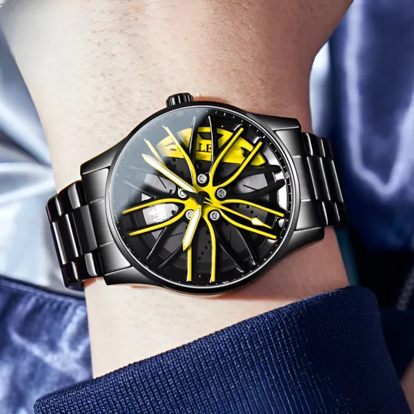 Ma1 Mens Quartz Luxury Car Rim Watch | Car Wheel Hub Watch For Boys & Mens (random Dial Color And Random Strap Color)