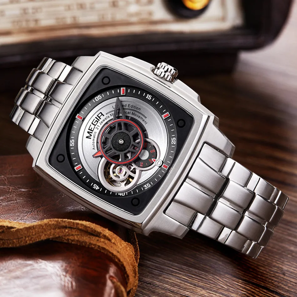 MEGIR Male Steel Automatic Mechanical Watches Men's Luxury Watches For Men Watch reloj hombre Sports Watches reloj mujer