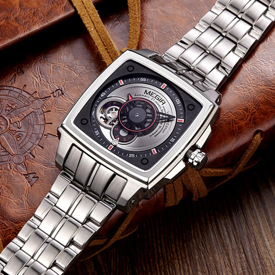 MEGIR Male Steel Automatic Mechanical Watches Men's Luxury Watches For Men Watch reloj hombre Sports Watches reloj mujer
