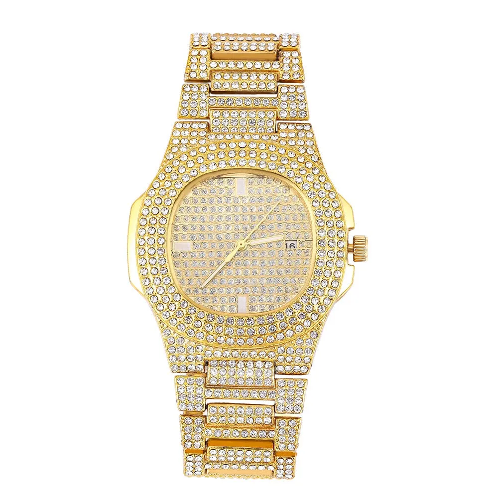 Men Watches Gold Ice Out Diamond Luxury Top Brand Design Diver Watches