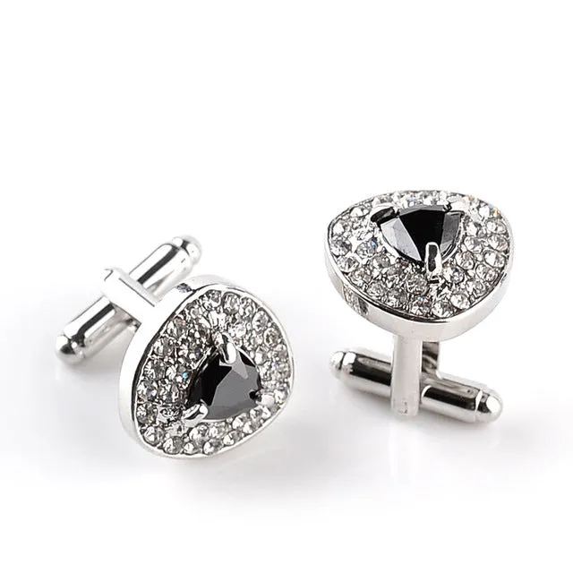Men's character high-end business-style cuffs white shirt accessories wedding gifts black series classic steady cuffs man-made c
