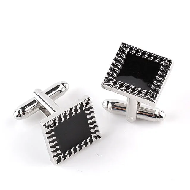 Men's character high-end business-style cuffs white shirt accessories wedding gifts black series classic steady cuffs man-made c