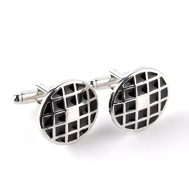 Men's character high-end business-style cuffs white shirt accessories wedding gifts black series classic steady cuffs man-made c