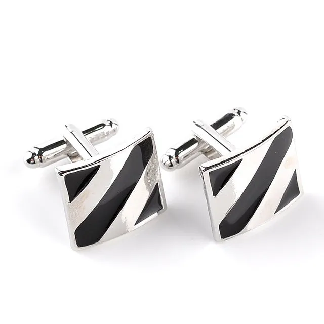 Men's character high-end business-style cuffs white shirt accessories wedding gifts black series classic steady cuffs man-made c