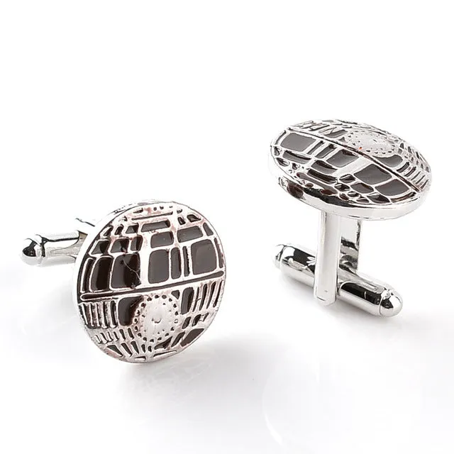 Men's character high-end business-style cuffs white shirt accessories wedding gifts black series classic steady cuffs man-made c