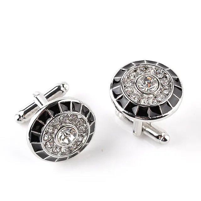 Men's character high-end business-style cuffs white shirt accessories wedding gifts black series classic steady cuffs man-made c
