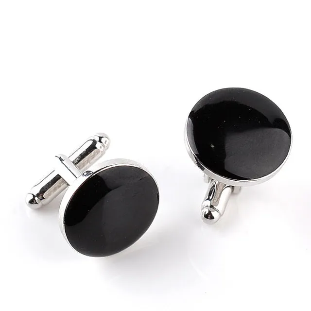 Men's character high-end business-style cuffs white shirt accessories wedding gifts black series classic steady cuffs man-made c