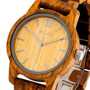 Men's Handmade Engraved Ambila Wooden Timepiece - Personal Message on the Watch