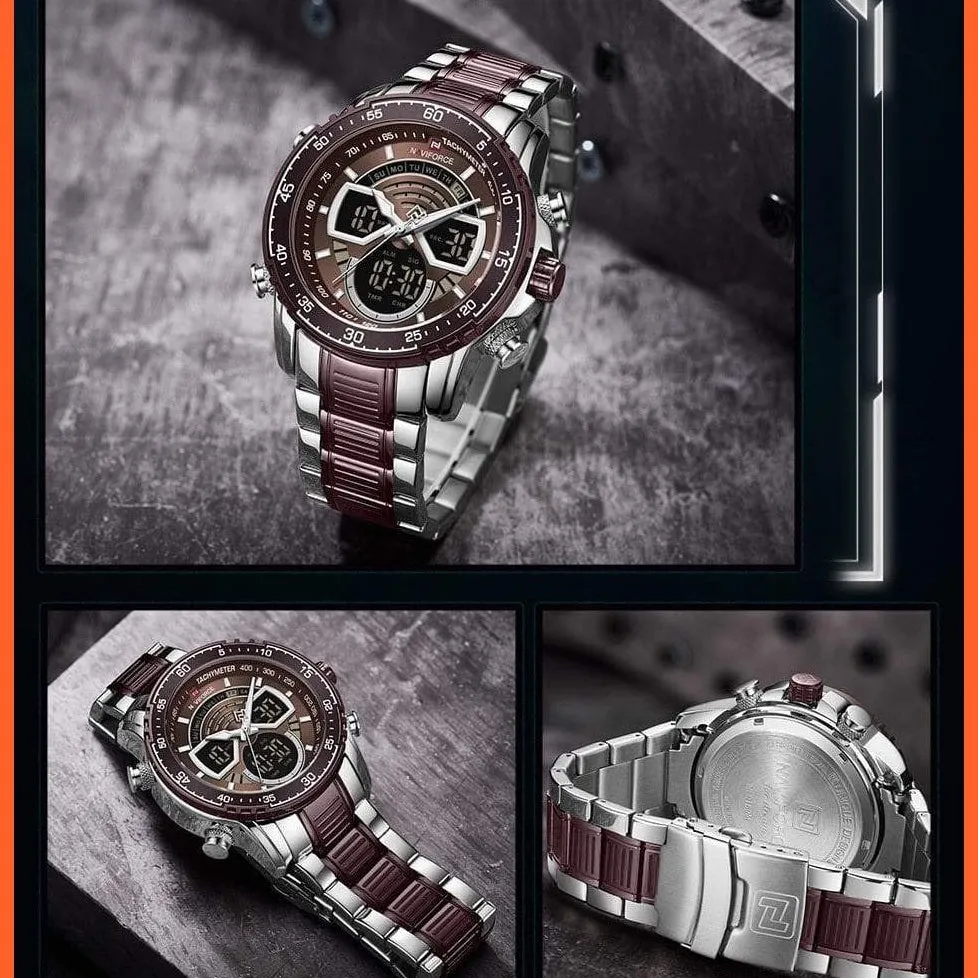Men'S Military Sports Waterproof Watches Luxury Analog Quartz | Digital Wrist Watch For Men Stainless Steel Gold Watches