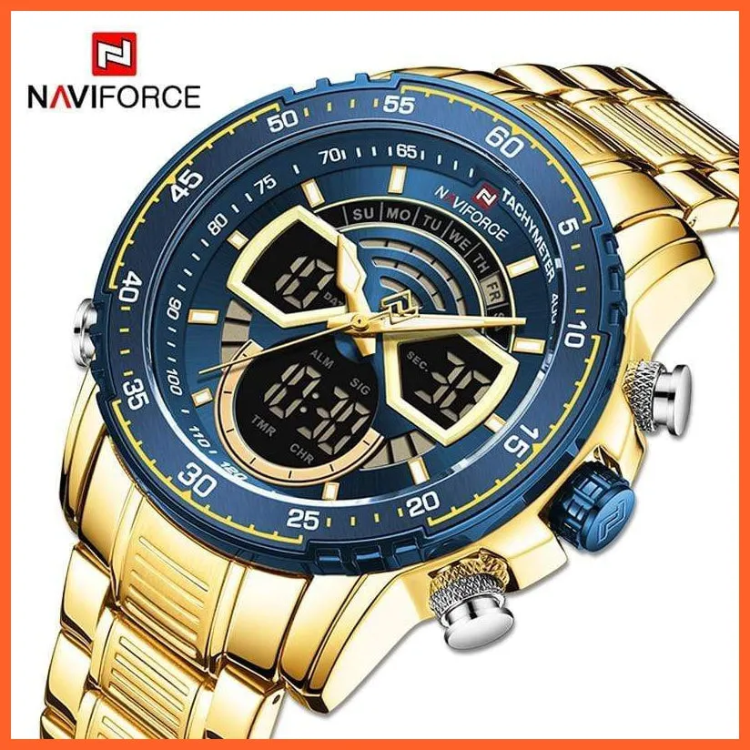 Men'S Military Sports Waterproof Watches Luxury Analog Quartz | Digital Wrist Watch For Men Stainless Steel Gold Watches