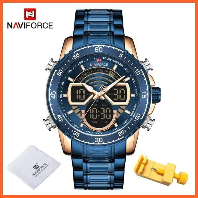 Men'S Military Sports Waterproof Watches Luxury Analog Quartz | Digital Wrist Watch For Men Stainless Steel Gold Watches