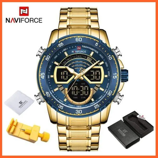 Men'S Military Sports Waterproof Watches Luxury Analog Quartz | Digital Wrist Watch For Men Stainless Steel Gold Watches