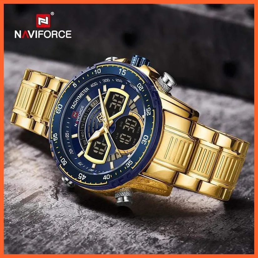 Men'S Military Sports Waterproof Watches Luxury Analog Quartz | Digital Wrist Watch For Men Stainless Steel Gold Watches