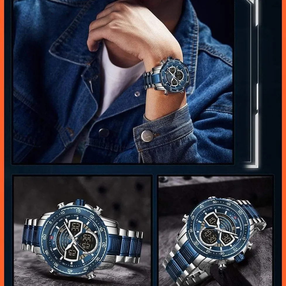 Men'S Military Sports Waterproof Watches Luxury Analog Quartz | Digital Wrist Watch For Men Stainless Steel Gold Watches