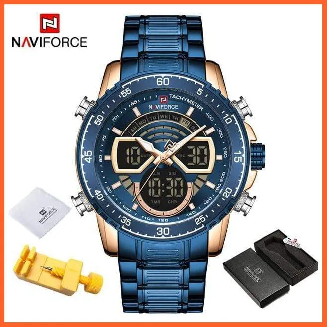 Men'S Military Sports Waterproof Watches Luxury Analog Quartz | Digital Wrist Watch For Men Stainless Steel Gold Watches