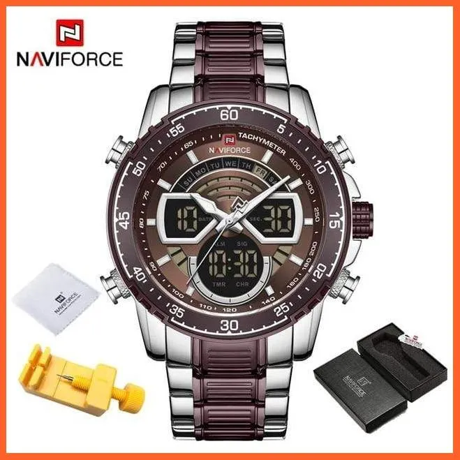 Men'S Military Sports Waterproof Watches Luxury Analog Quartz | Digital Wrist Watch For Men Stainless Steel Gold Watches