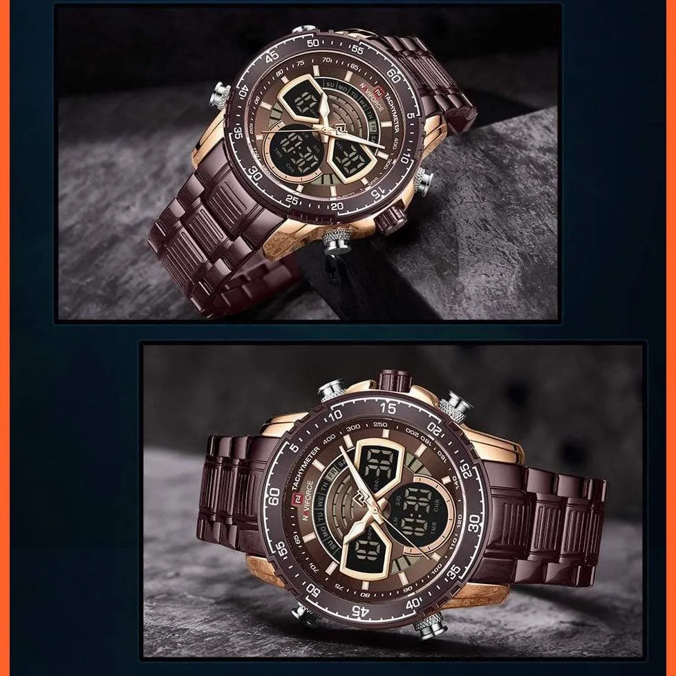 Men'S Military Sports Waterproof Watches Luxury Analog Quartz | Digital Wrist Watch For Men Stainless Steel Gold Watches