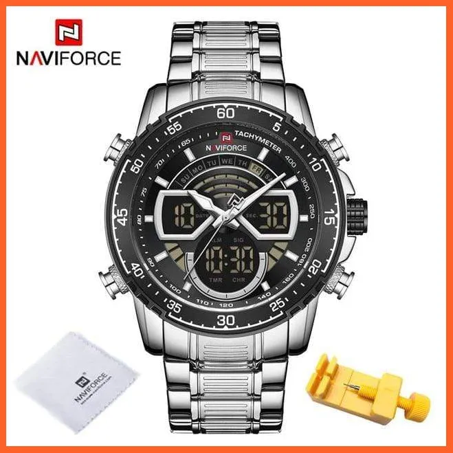 Men'S Military Sports Waterproof Watches Luxury Analog Quartz | Digital Wrist Watch For Men Stainless Steel Gold Watches