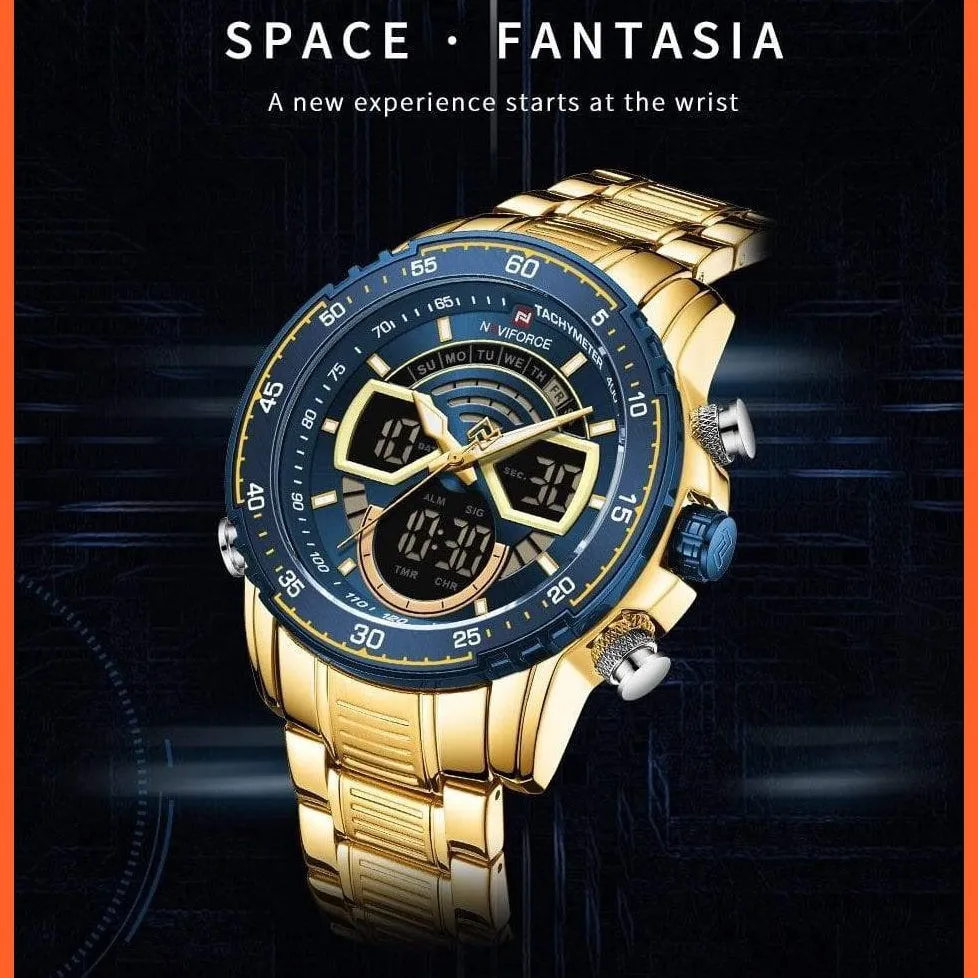 Men'S Military Sports Waterproof Watches Luxury Analog Quartz | Digital Wrist Watch For Men Stainless Steel Gold Watches