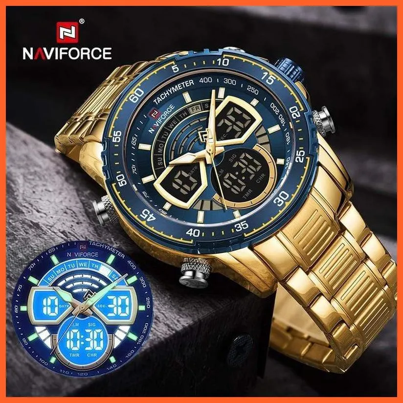 Men'S Military Sports Waterproof Watches Luxury Analog Quartz | Digital Wrist Watch For Men Stainless Steel Gold Watches