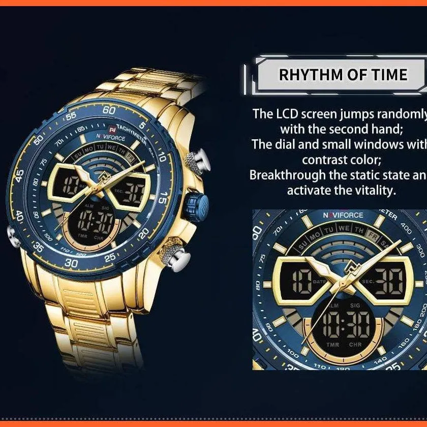 Men'S Military Sports Waterproof Watches Luxury Analog Quartz | Digital Wrist Watch For Men Stainless Steel Gold Watches