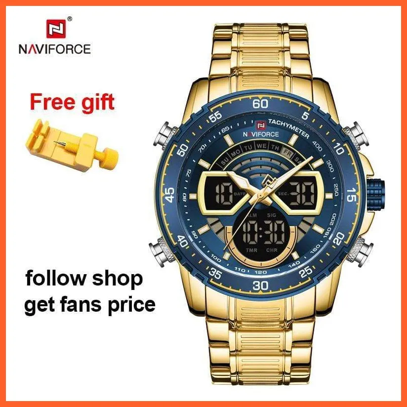 Men'S Military Sports Waterproof Watches Luxury Analog Quartz | Digital Wrist Watch For Men Stainless Steel Gold Watches
