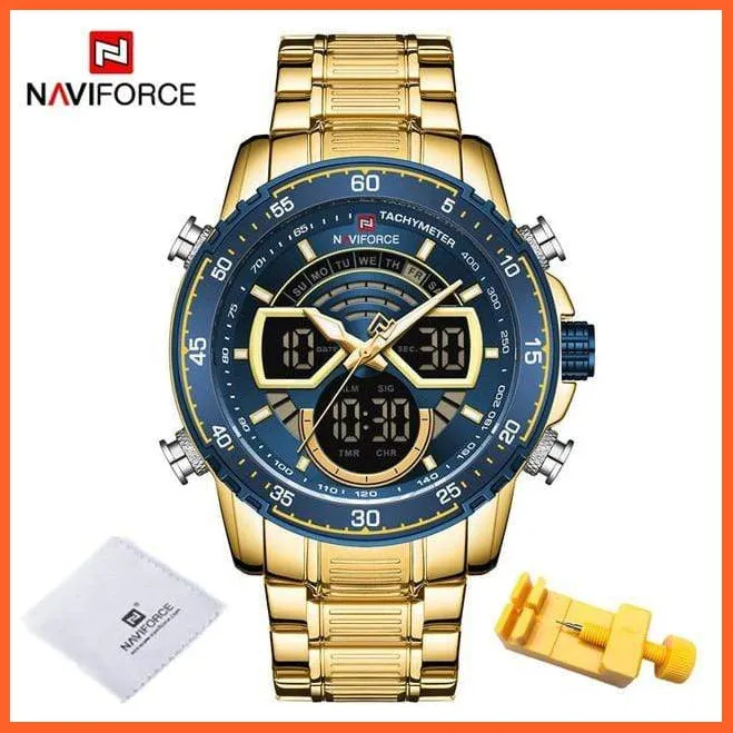 Men'S Military Sports Waterproof Watches Luxury Analog Quartz | Digital Wrist Watch For Men Stainless Steel Gold Watches