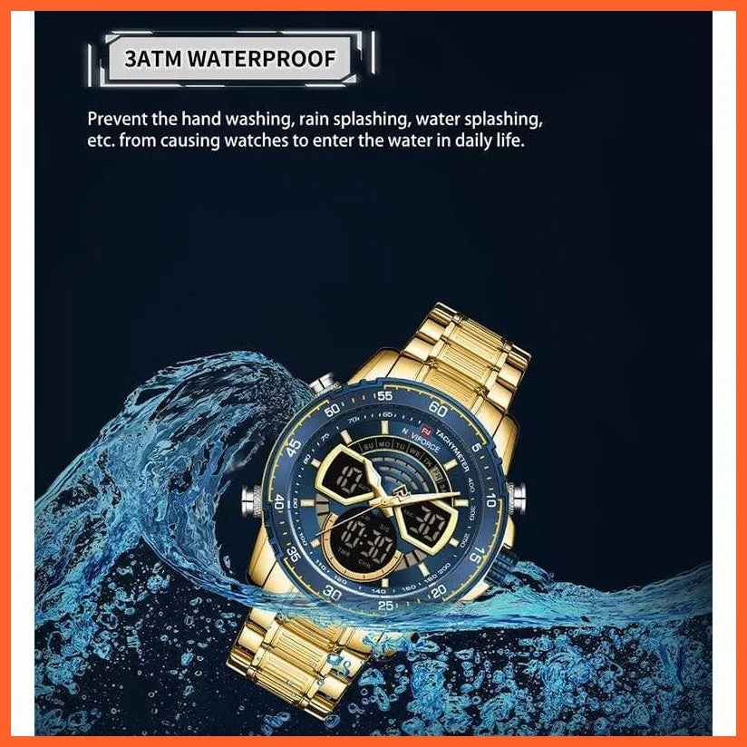 Men'S Military Sports Waterproof Watches Luxury Analog Quartz | Digital Wrist Watch For Men Stainless Steel Gold Watches