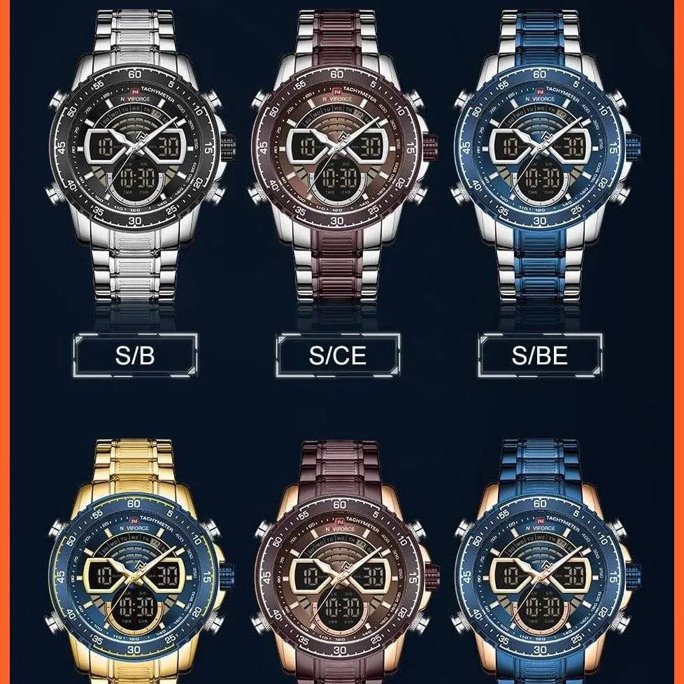 Men'S Military Sports Waterproof Watches Luxury Analog Quartz | Digital Wrist Watch For Men Stainless Steel Gold Watches