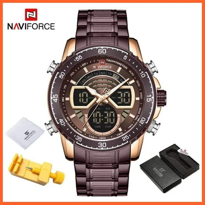 Men'S Military Sports Waterproof Watches Luxury Analog Quartz | Digital Wrist Watch For Men Stainless Steel Gold Watches
