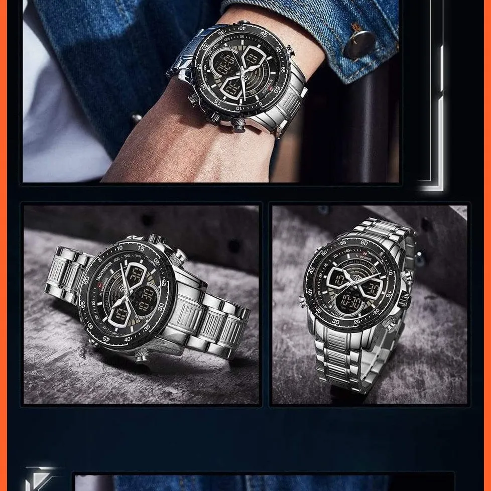 Men'S Military Sports Waterproof Watches Luxury Analog Quartz | Digital Wrist Watch For Men Stainless Steel Gold Watches