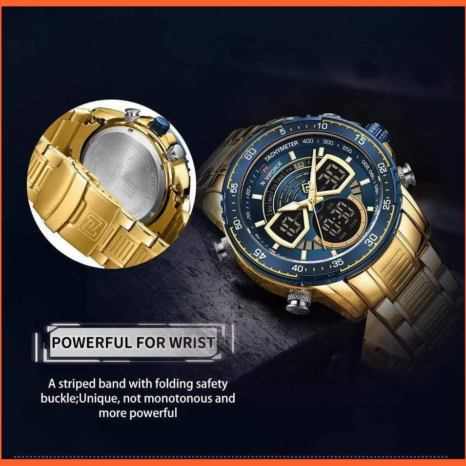 Men'S Military Sports Waterproof Watches Luxury Analog Quartz | Digital Wrist Watch For Men Stainless Steel Gold Watches
